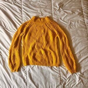 Fashion Nova Mustard Yellow Cable Knit Turtleneck Sweater